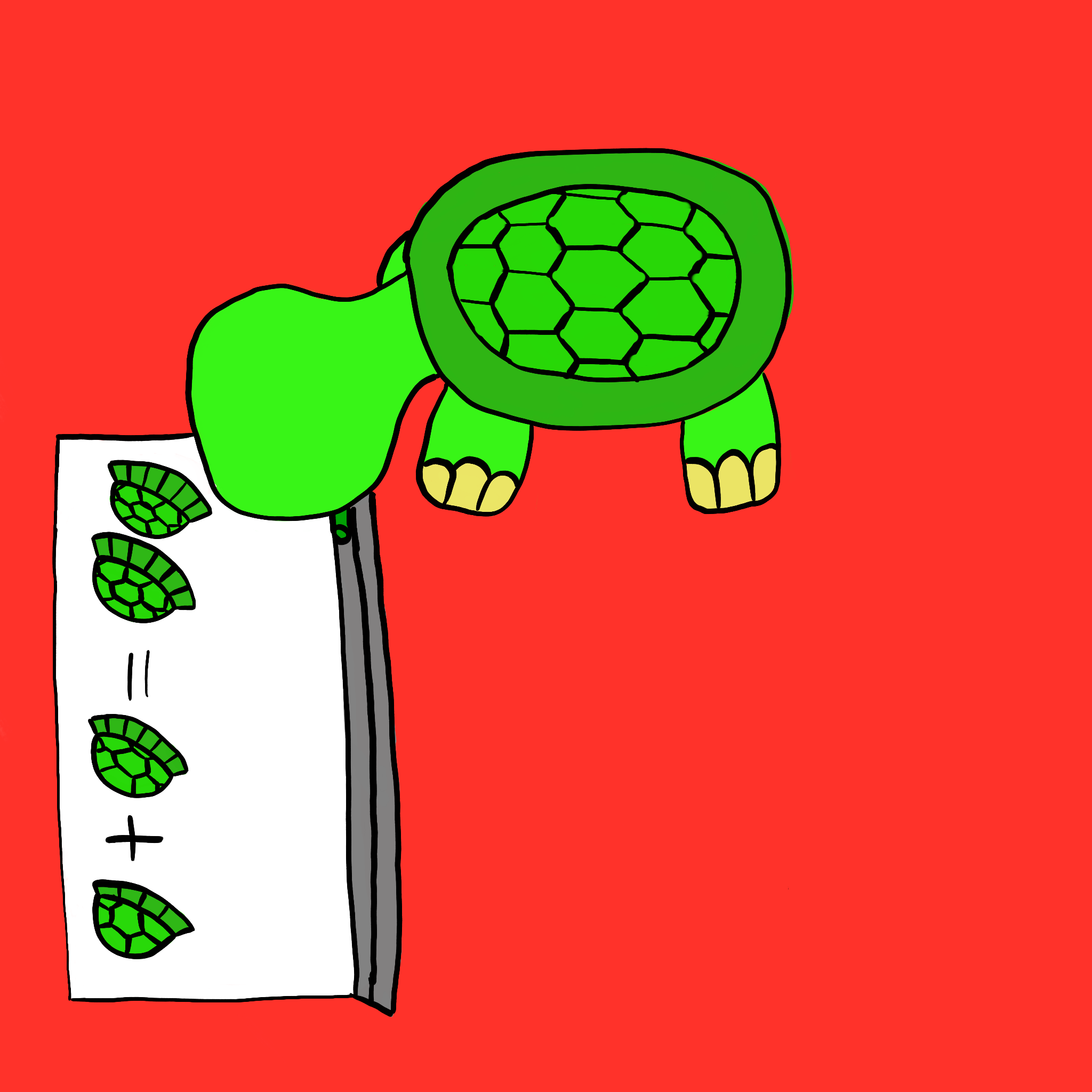 Sheldon studying a math problem illustrated with turtle shells.